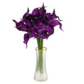 Artificial Calla Lily Fake Silk Flowers for Home Decor, Dark Purple