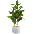 Juvale Artificial Plant with Grey Cement Planter Pot (3.1 x 3.1 x 11.8 Inches)